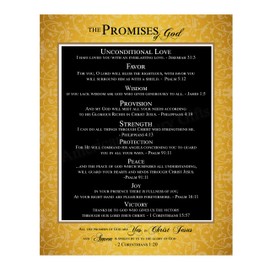 "The Promises of God"-Bible Verse Wall Art Sign -11 x 14" Scripture Wall Print-Ready to Frame. Inspirational Home-Office-Church Decor. Great Religious Gift. Perfect Reminders of God's Grace!