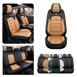 Cscevt 5 Seat Covers for Subaru Outback 2000-2024 Leather Car Seat Covers Waterproof Anti-Slip Soft Car Seat Protectors Comfort Automotive Seat Covers with Airbag（Standard,Black+Orange）