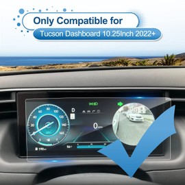 Coleya 2022 2023 2024 Tucson Screen Protector for Hyundai Tucson 10.25-inch Digital Instrument Cluster, 9H Tempered Glass 2024 2023 Tucson/Tucson Hybrid Accessories HD Transparent 10.25" (Dashboard)