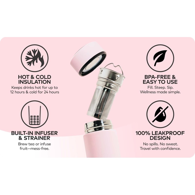 RR Pink Tea Bottle with Infuser – Brew Beautifully, Sip