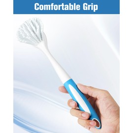 Dish Brush, Dish Scrubber & Kitchen Scrub Brush for Dishes, Pots, Pans, Sink, Cast Iron, Blue 4 Pack