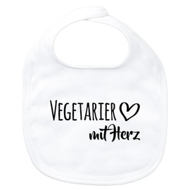 Huuraa Baby Lätzchen Vegetarier mit Herz Geschenk White Bio Baumwolle Vegetarier Präsent