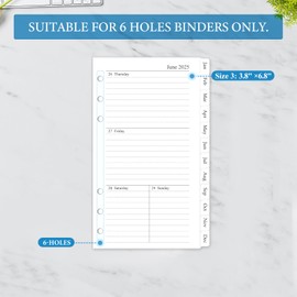 2025 Weekly & Monthly Planner Refill, A6 planner Inserts with Monthly Tabs, Size 3, 3.8"x6.8", 6-Hole Punched