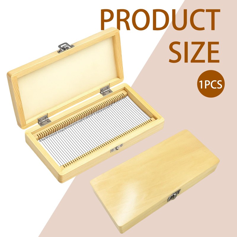 26x10.5x3.5CM Wooden Slide Storage Box for Microscope Slides, Holds 50