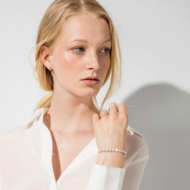 Suyi Bracelet for Womens Birthstone Bracelet Silver Tennis Cubic Zirconia Bracelets April