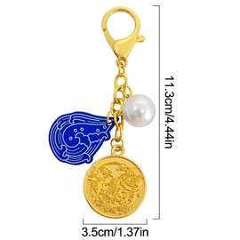 Llavero de amuleto de la riqueza anual de Feng Shui 2026 W5733, Azul, 11.3*3.5cm/4.44*1.37in
