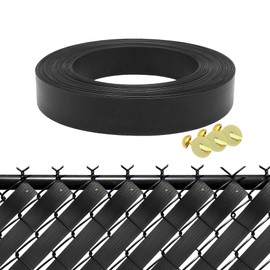XKMT- Black Chain Link Fence Privacy Slats Tape w/Brass Fasteners, Black, 1.8 in x 250 ft