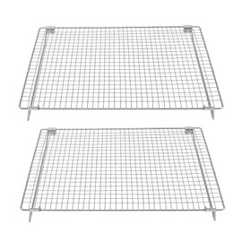 Set of 2 Cooling Racks with Folding Legs，for Cooking, Roasting, Drying, Rust-Resistant 304 (18/8) Stainless Steel Cooling Grilling for Baking, Heavy Duty Tight-Wire, 17 x 11.2 inches