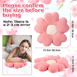 Drydiet 6 Pcs Flower Shaped Pillows Daisy Floor Throw Pillows 15 Inch Flower Seat Cushion for Reading Sofa Couch Bed Decor for Back to School First Day of School(Bright Color)