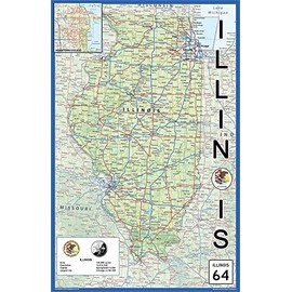 Illinois Physical State Map - 15.1 x 23.3 Inches - Paper Laminated