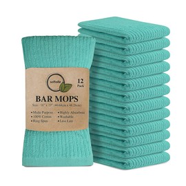 Softolle Bar Mop Towels, Pack of 12, 16x19 Inches, 100% Cotton, Crimson, Multi-Purpose for Home, Kitchen and Bar Cleaning