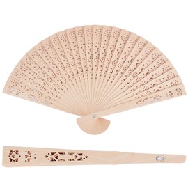 GORGECRAFT 4Pcs Wooden Folding Fan Natural Wood Hand Fan Wedding Handheld Hollow Carved Fans Moon Star Vintage Chinese Sandalwood Held Fans for Christmas Birthdays Home Decoration