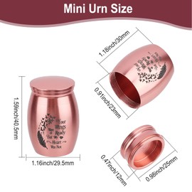 CREATCABIN Small Pet Urns Your Wings were Ready But My Heart was Not Memorial Ashes Holder Mini Metal Cremation Stainless Steel Urns for Pet Dog Cat Bird Rabbit 1.16 x 1.59 Inch Pink