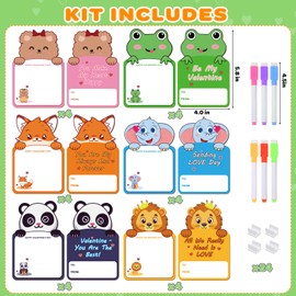 Valentines Day Gifts for Kids, 24 Pack Animal Doodle Boards with Marker, 6 Differents Animal Gifts Cards for Kids Classroom Exchange, Kids Valentines Day Gifts for School, Party Favors
