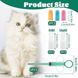 ElevaPulse Pill Dispenser for Cats and Dogs - Set of 6 with Pill Assist Cat, Medication Syringe and Finger Toothbrushes for Pet Care