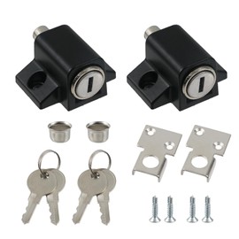 MY MIRONEY 2PCS Sliding Door Window Locks Black Aluminum Alloy Push-In Window Bolt Sliding Lock with keys for Horizontal Sliding Windows