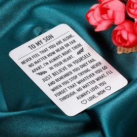 Wallet Insert Card for Son from Mom Inspirational Gifts Birthday 2020 Graduation for Men Him Adult Bridegroom Valentine Day Christmas Deployment Gifts for Boys Teens To My Son Stepson from Step mom