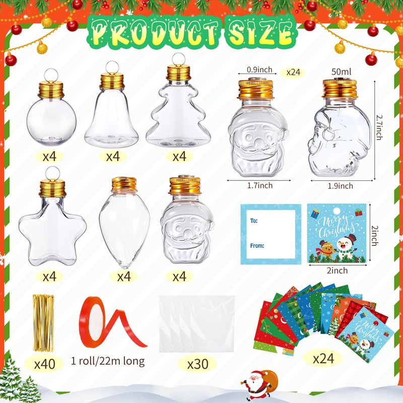 24 Sets Christmas Fillable Balls Bottles Christmas Tree Ornaments