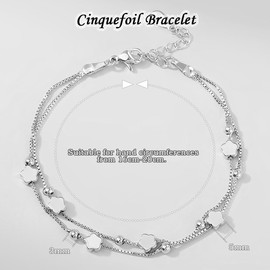 SENLINLU Flowers Bracelet Sterling Silver Bracelet for Women 925 Sterling Adjustable Friendship Link Bracelet Layered Bracelets for Womens Girls