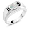 Gem Stone King Men's 925 Sterling Silver White Opal and
