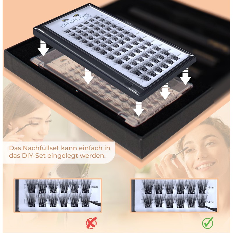 HYPNOTIC EYES Handmade Eyelash Extensions. 72 Individual Cluster Lashes. DIY