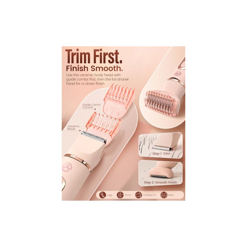 5-in-1 Lady Shavers for Women, Bikini Trimmer & Electric Razor