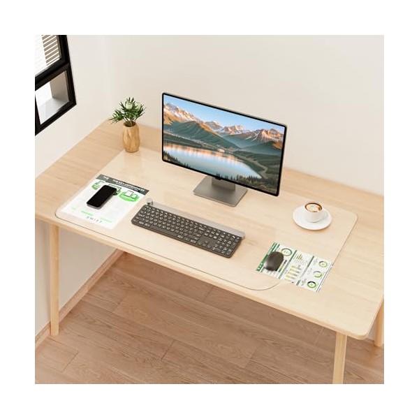 YSAGi Frosted Transparent Desk Pad, 39x19.6 inch, PVC, Non-Slip, Heat