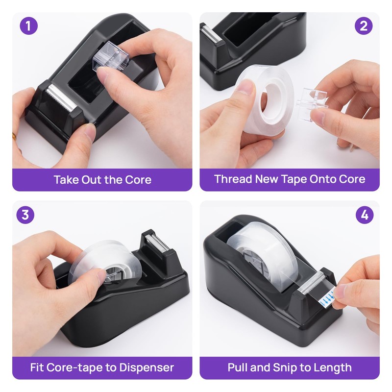 JEFURE Desktop Tape Dispenser, Lightweight Tape Holder with 12 Rolls