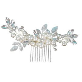 Bridal Flower Side Hair Clips, Pearl Wedding Hair Accessories, Pearl Hair Pieces Hair Comb Bridal Headpiece for Brides Bridesmaid, Wedding Prom Party Hair Accessories