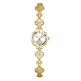 BESTKANG Luxury Ladies Hollow Four Leaf Grass Bracelet Chain Watches Waterproof Fashion Dress Quartz Watch, Gold, ZSB1676