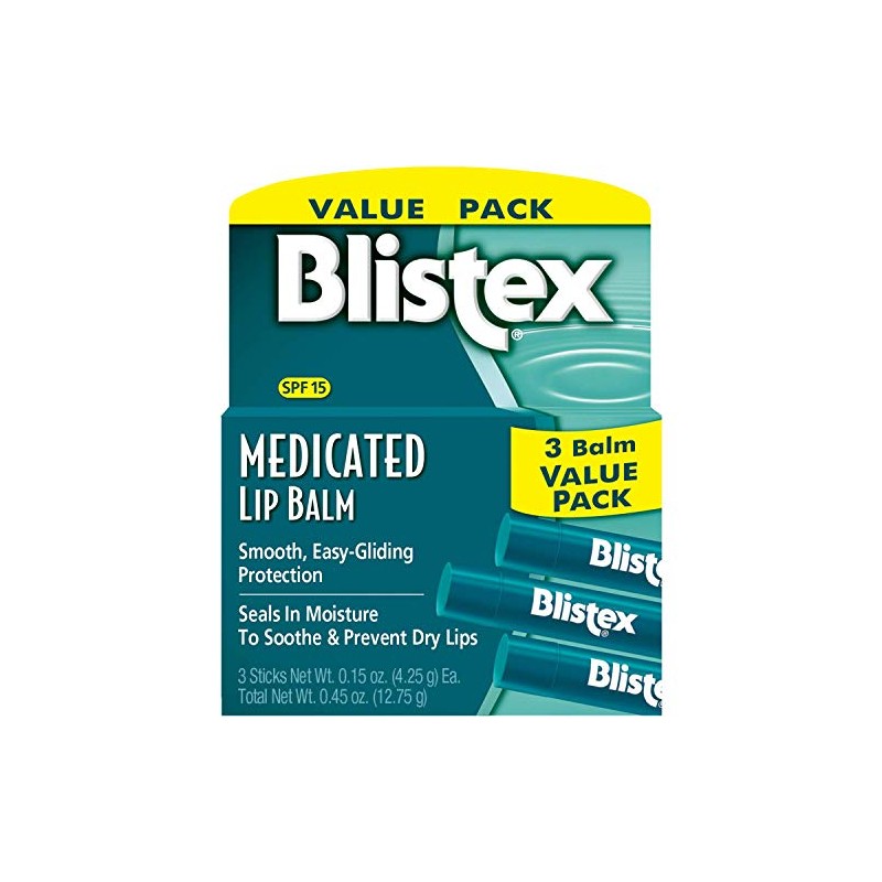 Blistex Bálsamo labial medicado, 0.15 onzas, 3 unidades (paquete de