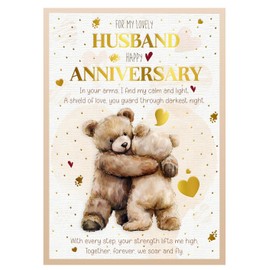 Anniversary Card for Husband with White Envelope - Husband Anniversary Card - Happy Anniversary Card - For My Lovely Husband - Anniversary Greeting card for him - MADE IN UK