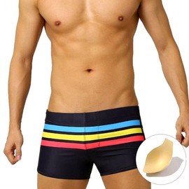 Men's Swim Trunks Square Briefs Black/XL