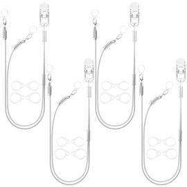 YorkSound Set of 4 Hearing Aid Clips, Adjustable Hearing Aid Lanyard Anti-Lost BTE Clip String with 12 Pairs Silicone Loops, Hearing Protection Accessories for Adults & Kids, Binaural, Grey