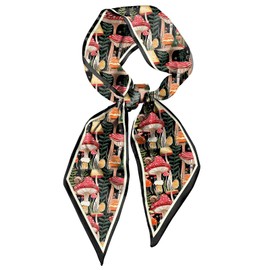 Zewurtuw Scarf Silk Feeling Hair Head Long Neck Satin Fashion Scarfs for Bag Decoration Women Girls Cute Aesthetic 59 * 6.7”-Mushrooms