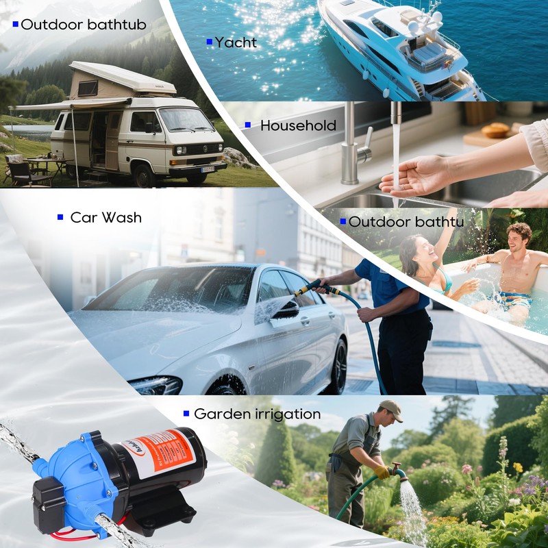 [Upgraded Version] 12V DC RV Fresh Water Pump, 7GPM 70PSI,