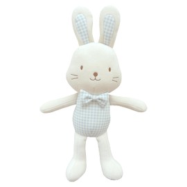 Super Soft Organic Cotton Baby First Friend, Attachment Doll for Baby, Pillow Buddy, Plush Animal Toys, Stuffed Animal Bunny, Chubby Cheeks Bow Tie Bunny (SkyBlue)