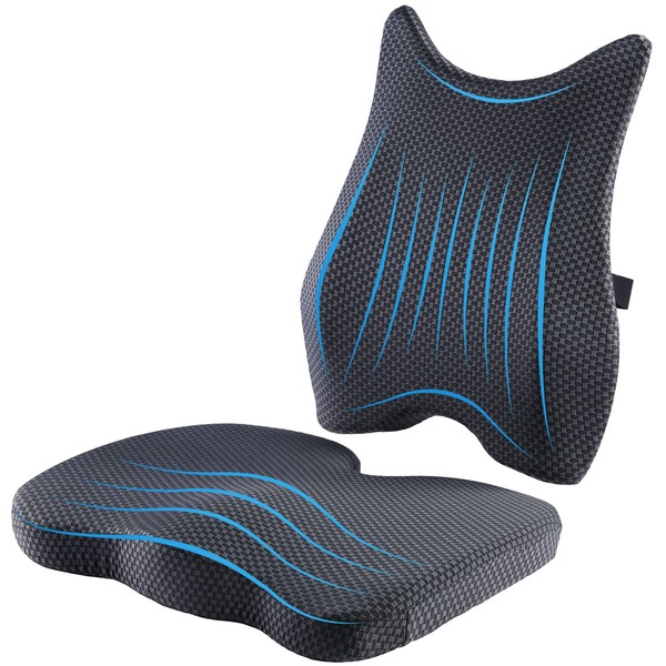 Seat Cushion & Lumbar Support Pillow: Memory Foam Chair Pad