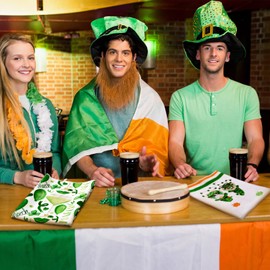 Honoson St Patrick's Day Hand Towels St. Patrick's Day Kitchen Towels Shamrocks Gnomes Plaid Absorbent Fast Drying Tea Cloth for Kitchen Bathroom Home, 16 x 24 Inches(Happy Style)