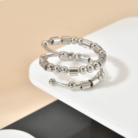 GOGOEY Morse Code Rings for Women, Stainless Steel Spinner Ring Fidget Rings for Anxiety Ring Morse Code Rings Inspirational Gifts Jewelry Women Birthday Graduation Gifts for Her Best Friends (22 PARTNER IN CRIME)