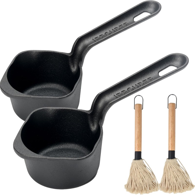 IPROUDER Cast Iron Sauce Pan and Basting Pot with BBQ