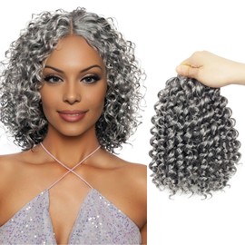 BECUS Gogo Curl Crochet Hair for Black Women, 5 Packs Crochet Braids, Deep Wavy Beach Curl, Crochet Synthetic Hair Extensions (Grey)