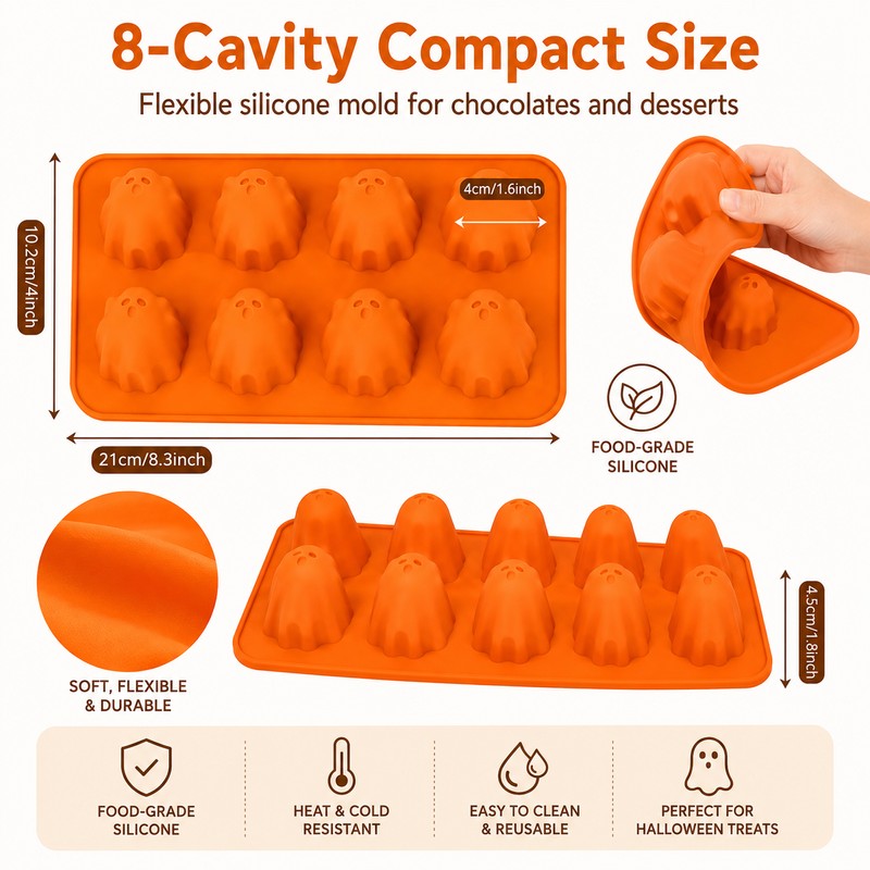 Ghost Silicone Mold for Halloween Treats – Non-Stick Baking Mold