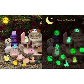 SparkleFab Luminous Mini Resin Animals 50 Pcs Tiny Animals to Hide Around The Office Home Mini Ducks Tiny Frogs Small Birds Glow in The Dark for Crafts Fairy Garden Accessories
