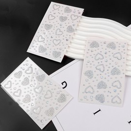 Laser Heart Gem Stickers Jewels for Crafts - Self Adhesive Rhinestone Jewel Sticker, Stick on Gems Rhinestones for Makeup, Acrylic Bling Heart Stickers, Craft Supplies 3 Sheets