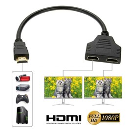Lifepower HDMI Splitter Cable, 11.8 inches (30 cm) Length, 1080p Full HD Support, 1 Input/2 Output, HDMI Splitter, 2 Monitors Simultaneously, Gold Plated Terminals, Multiple Monitors, Distribution