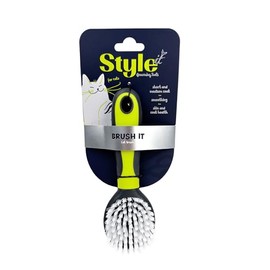 Style It Cat Grooming Brush for Short to Large Coats, De-Tangles Loose Hair, Reduces Shedding, Smooths Fur