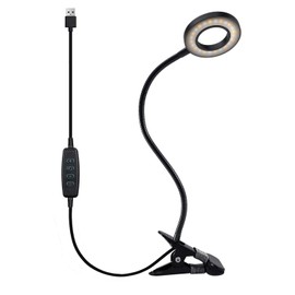 Clip Light Reading Lights - QQAPPU 24 LED Clamp-on Desk Lamp with 3 Color Modes and 10 Brightness Dimmable, 360 ° Flexible Gooseneck Book Clamp Light for Video Conference Lighting Headboard