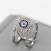 Uloveido Platinum Plated Blue Evil Eye Ring Pave with Tiny