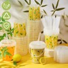 Widecook 30 Set 34oz Lemon Disposable Plastic Cups with Lids
